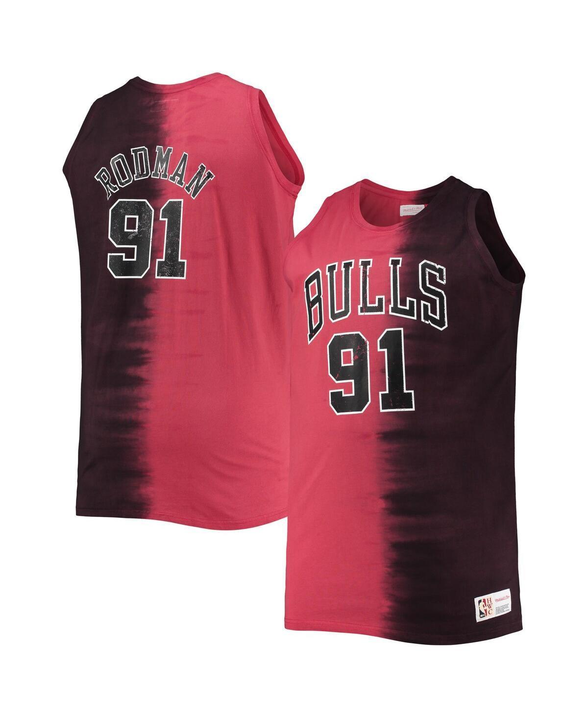 Mens Mitchell & Ness Dennis Rodman /Red Chicago Bulls Profile Tie-Dye Player Tank Top Product Image