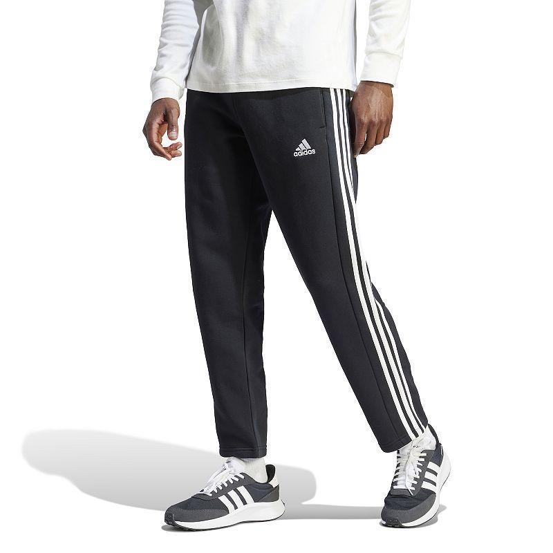 adidas Mens adidas Essentials 3-Stripes Open Hem Fleece Pants - Mens Black Product Image