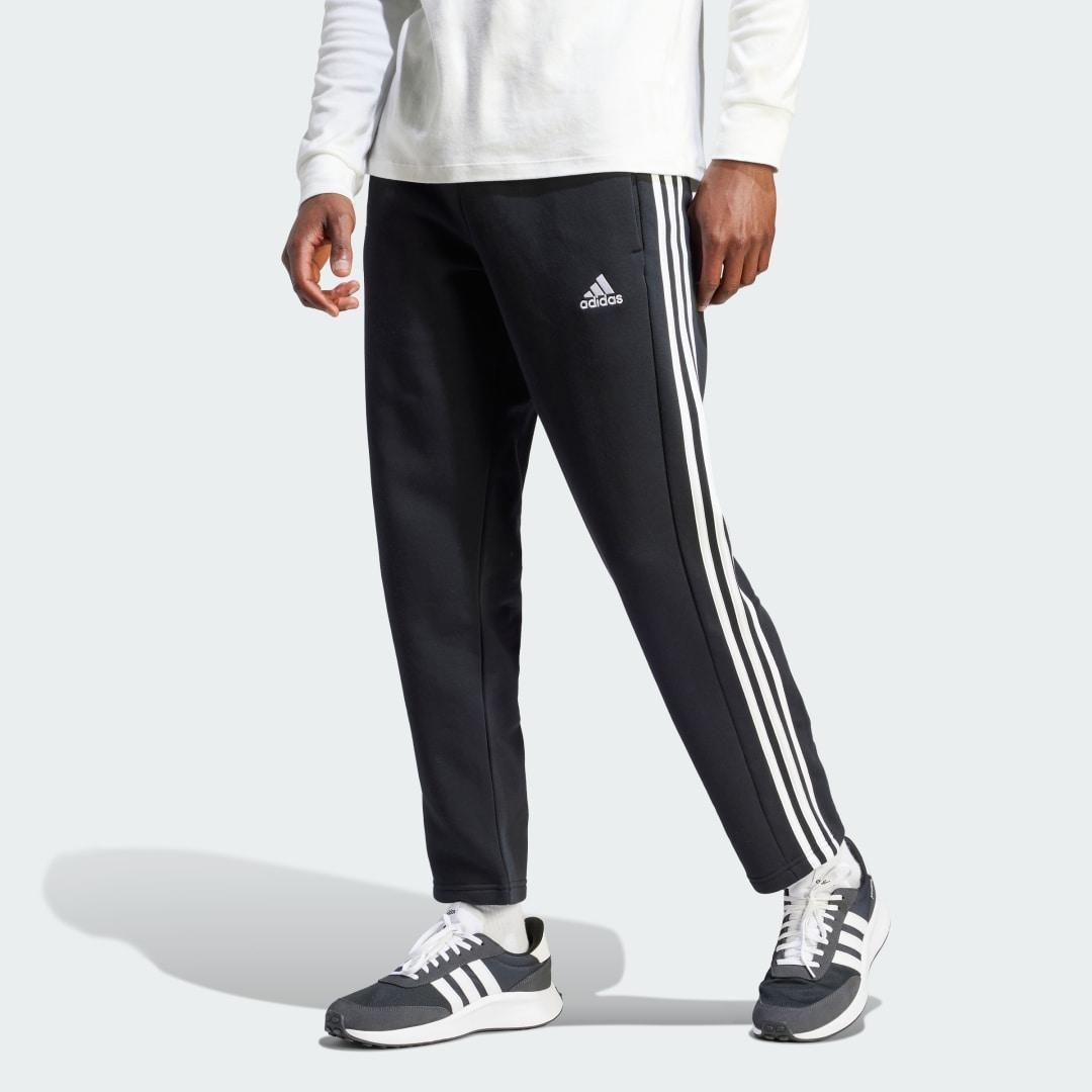 adidas Mens adidas Essentials 3-Stripes Open Hem Fleece Pants - Mens Black Product Image