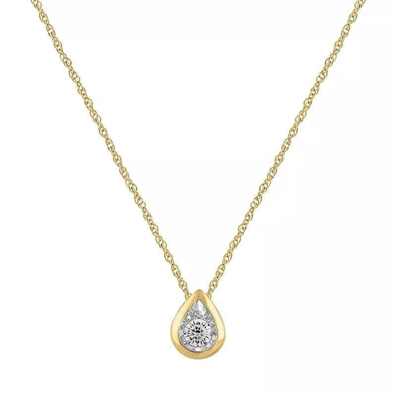 10k Gold 1/10 Carat T.W. Diamond Teardrop Pendant Necklace, Womens Product Image