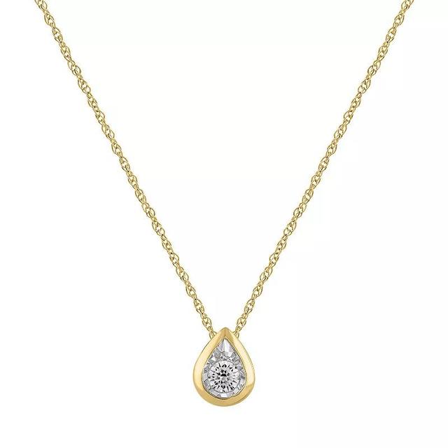 10k Gold 1/10 Carat T.W. Diamond Teardrop Pendant Necklace, Womens Product Image