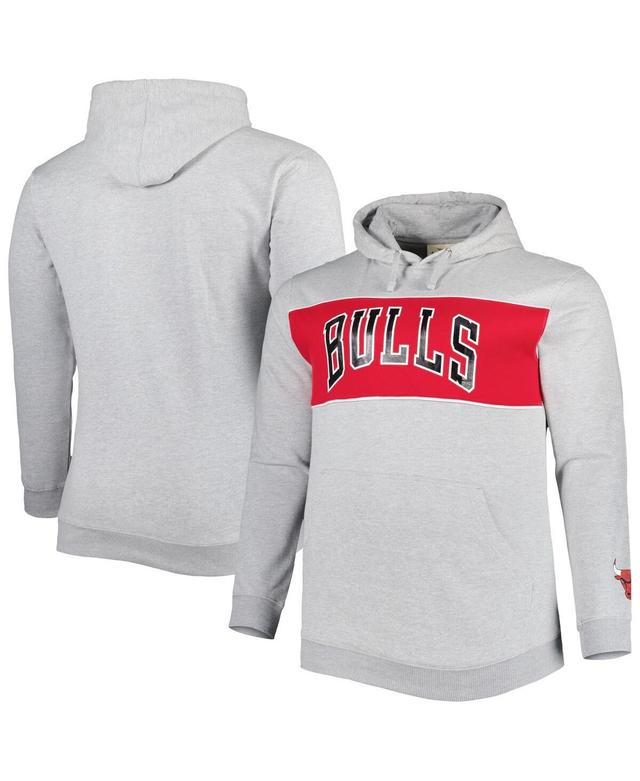 Mens Fanatics Branded Heather Gray Chicago Bulls Big & Tall Wordmark Pullover Hoodie Product Image