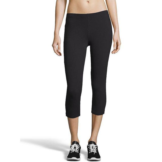 Hanes Womens Stretch Jersey Capri Leggings, 21 Black XL Product Image