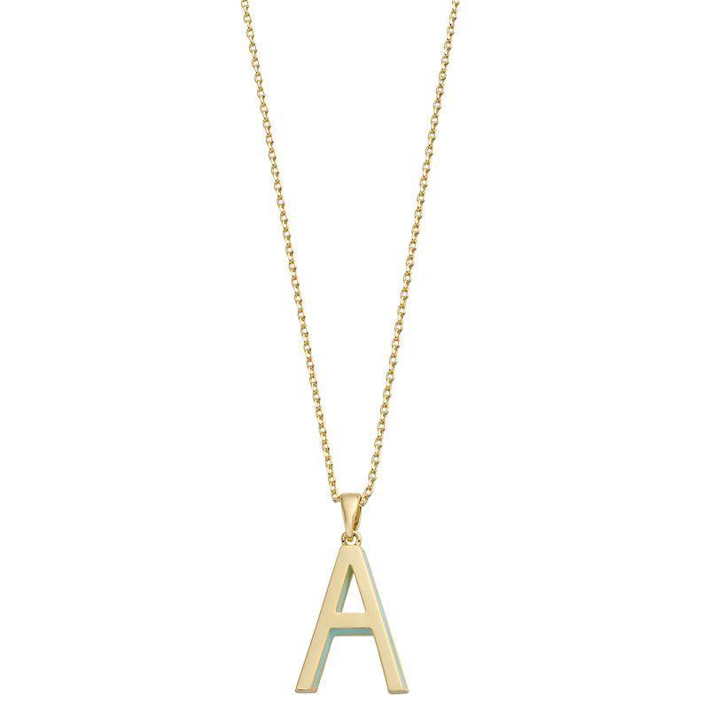 City Luxe Gold Tone Initial Charm Pendant Necklace, Womens Gold Tone B Product Image