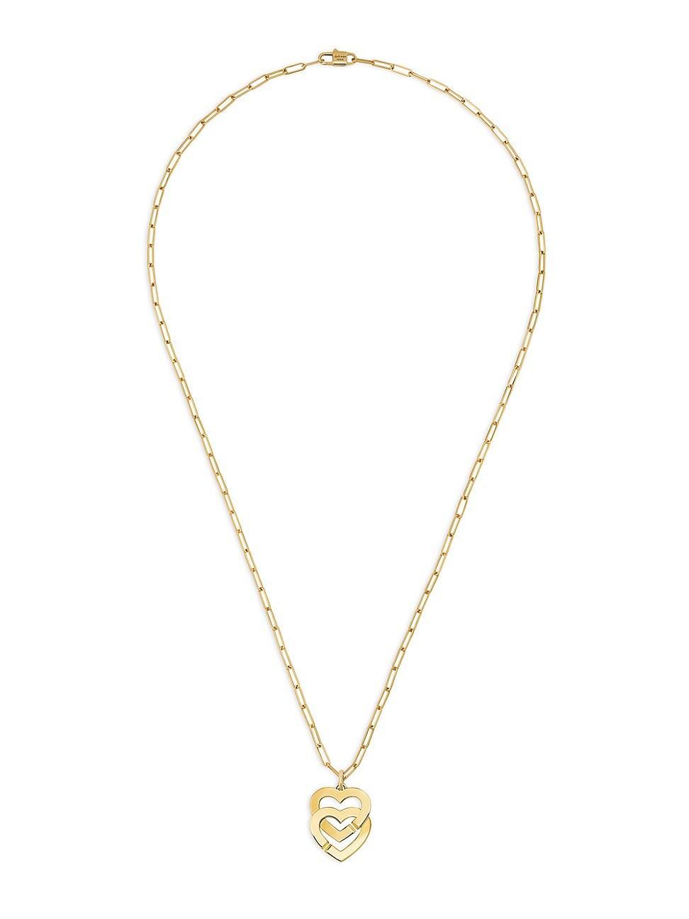 Womens Double Coeurs 18K Yellow Gold Pendant Necklace Product Image