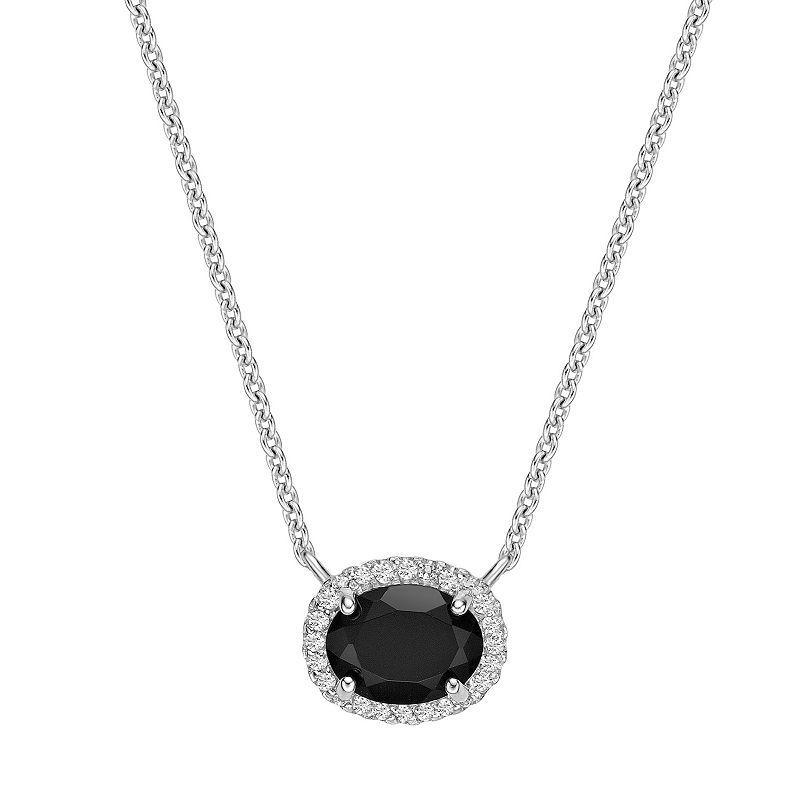 Womens Genuine Black Onyx Sterling Silver Oval Pendant Necklace, One Size Product Image