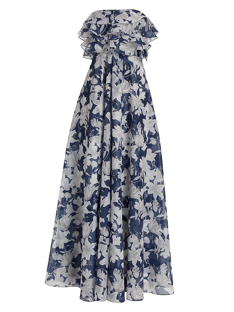 Womens Frivolla Floral Strapless Gown Product Image