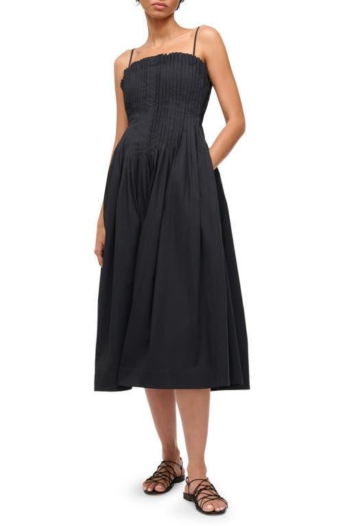 Womens Bella Pleated Cotton-Blend Sleeveless Midi-Dress Product Image