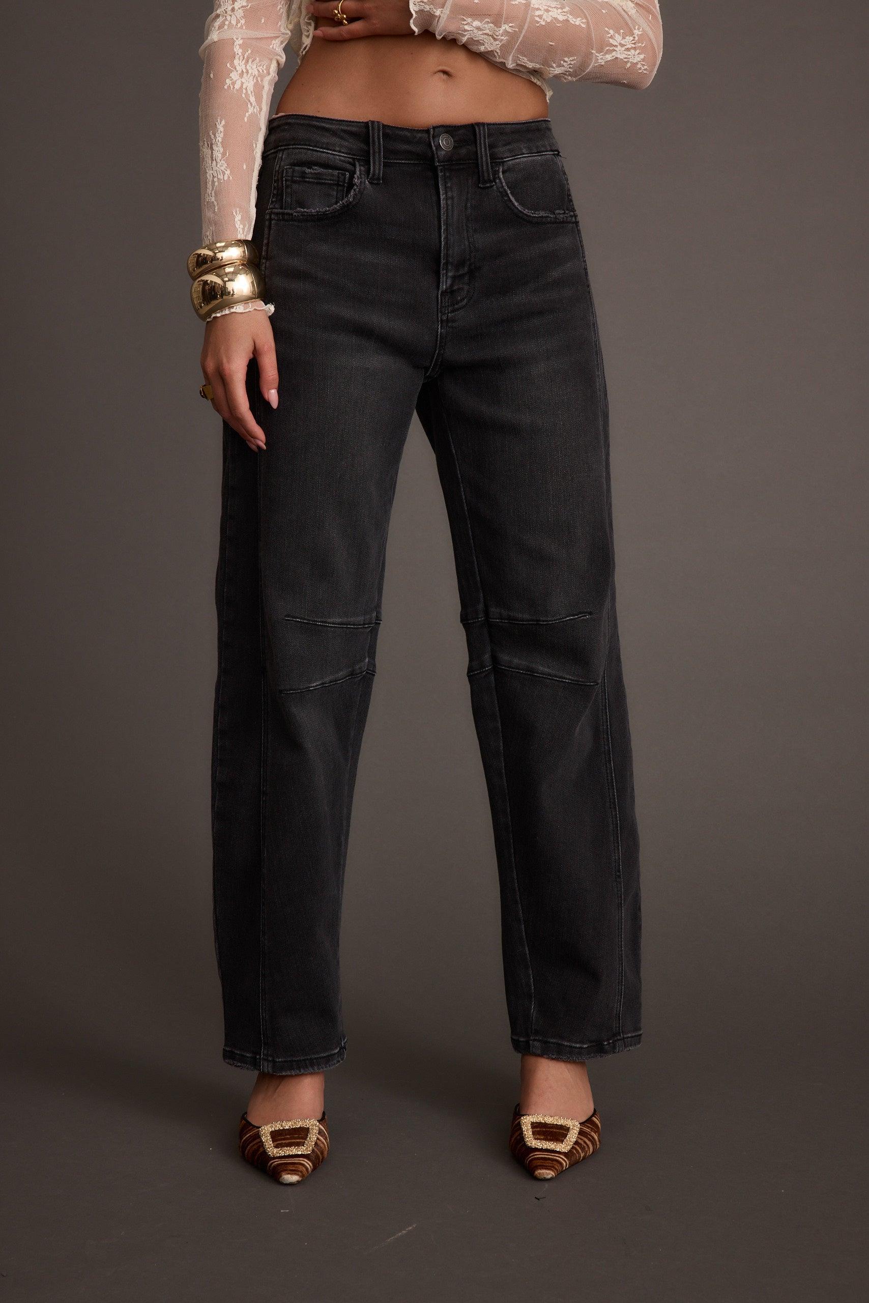 Muse Washed Black Barrel Denim Jeans Product Image