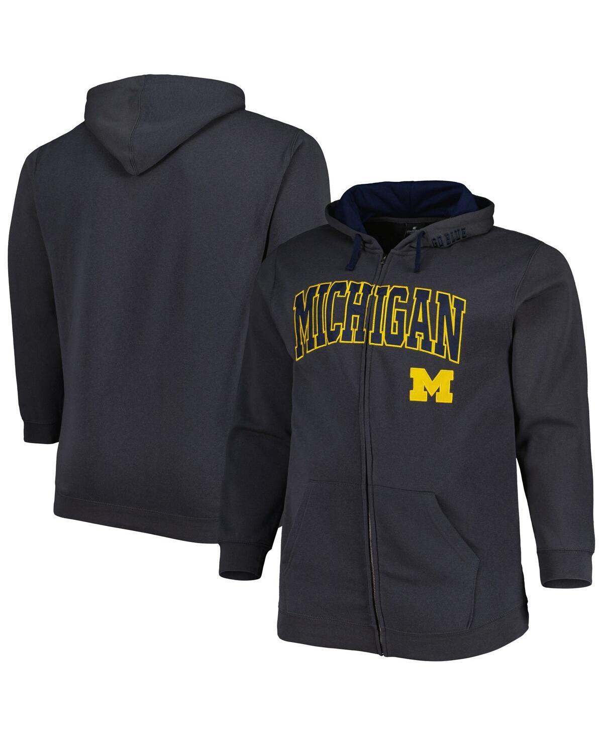 Mens Colosseum Charcoal Michigan Wolverines Big & Tall Team Full-Zip Hoodie Product Image