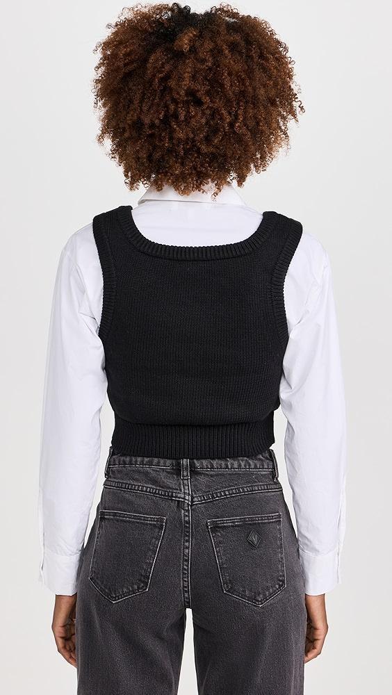 English Factory Cropped Knit Top Over Shirt | Shopbop Product Image