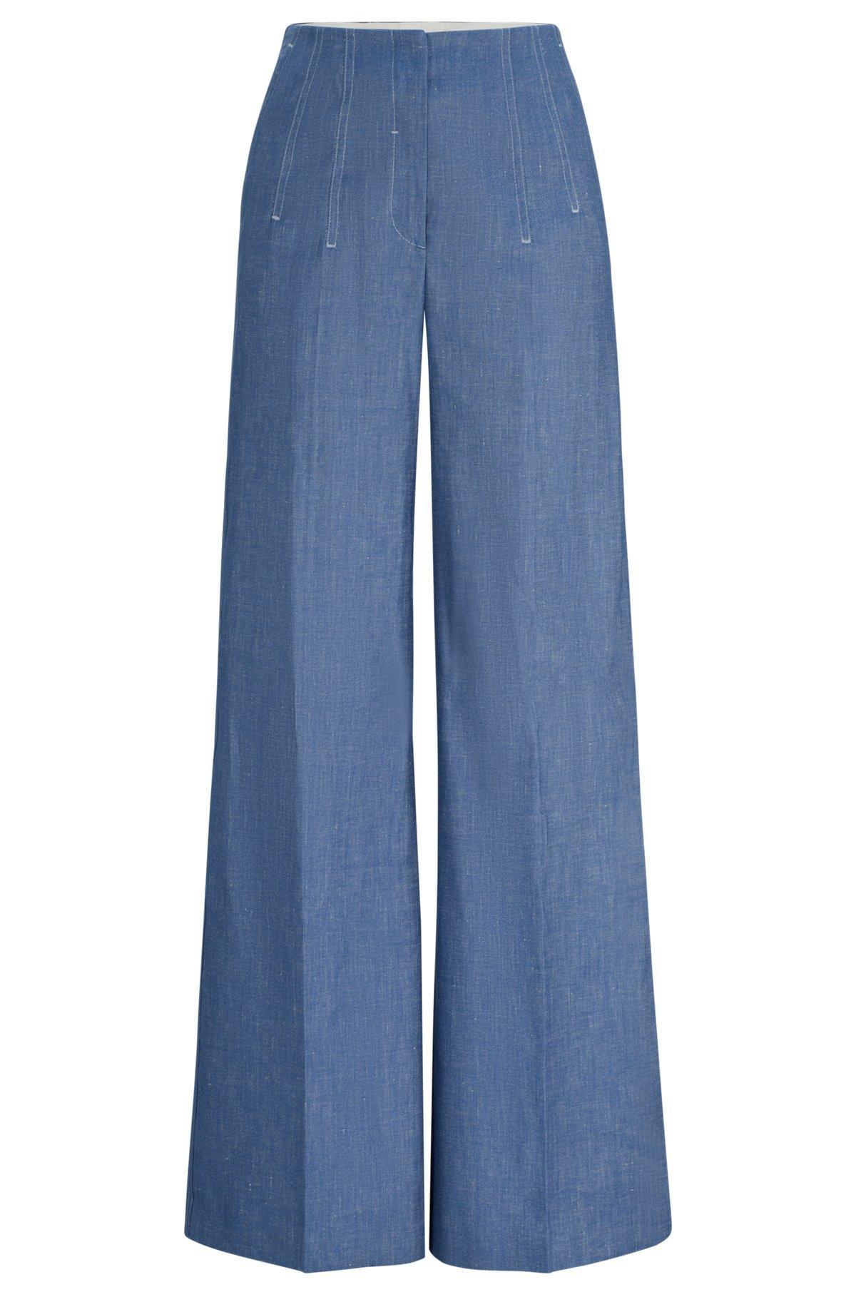 Relaxed-fit trousers in linen, cotton and stretch Product Image