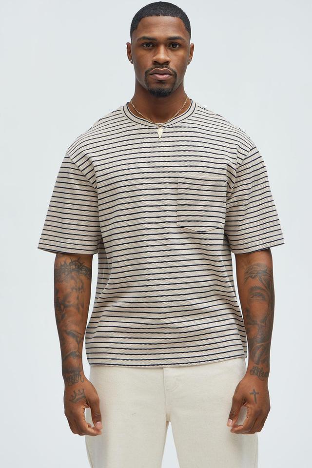 Honeycomb Striped Relaxed Short Sleeve - Cream/combo Product Image