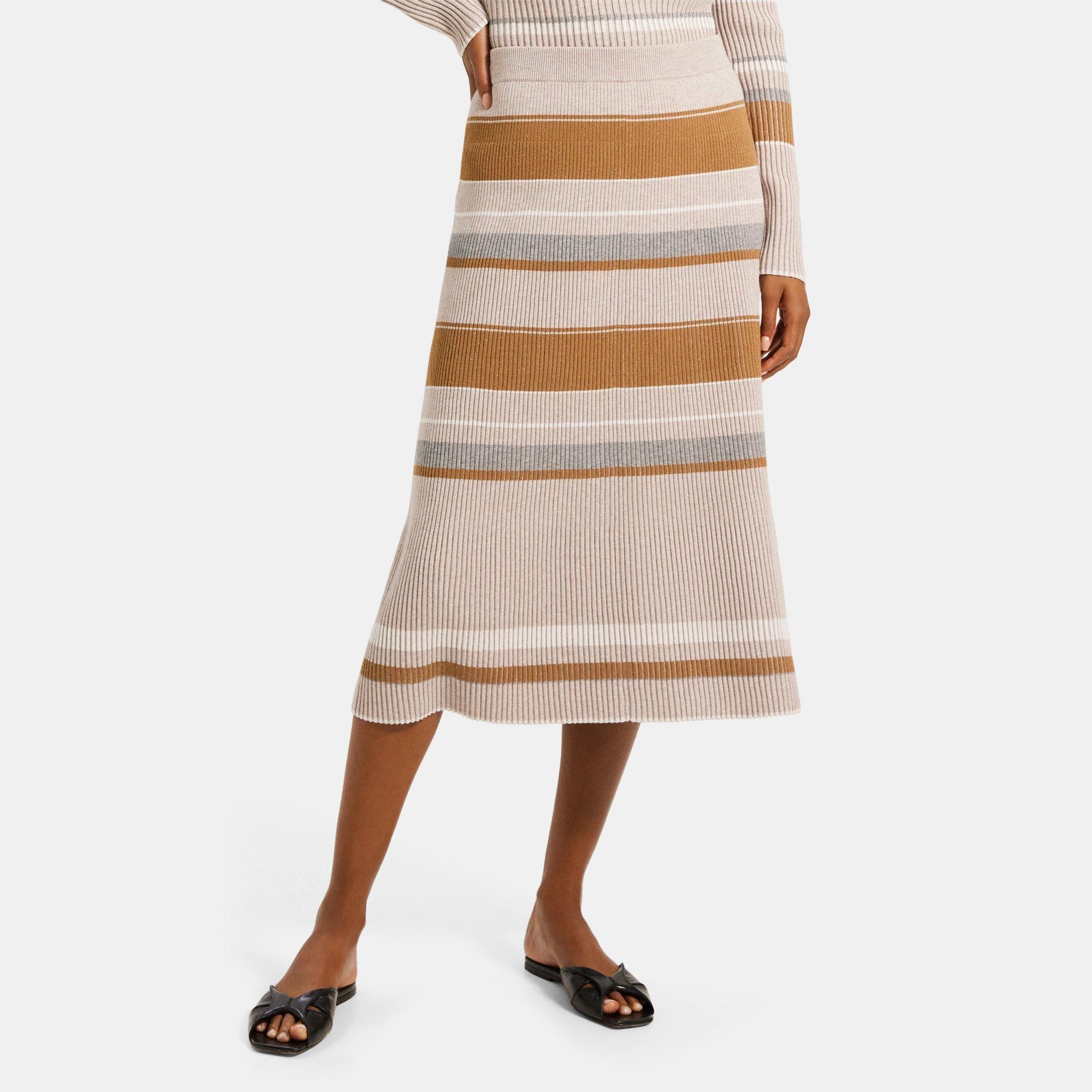 Striped Stretch Viscose Knit Pencil Skirt | Theory Outlet product image