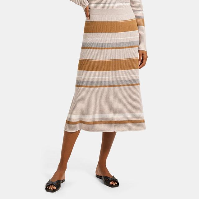 Striped Stretch Viscose Knit Pencil Skirt | Theory Outlet Product Image