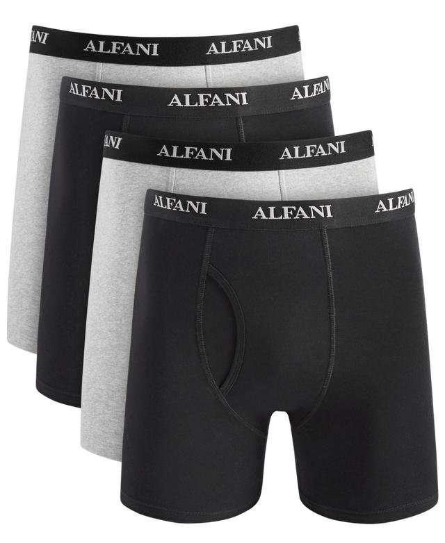 Alfani Mens 4-Pk. Moisture-Wicking Cotton Boxer Briefs, Created for Macys - Navy Product Image