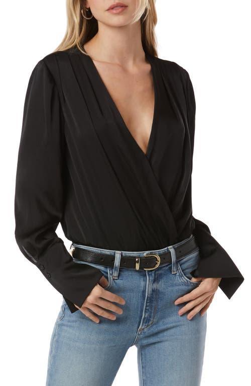 Favorite Daughter Surplice Long Sleeve Satin Bodysuit Product Image