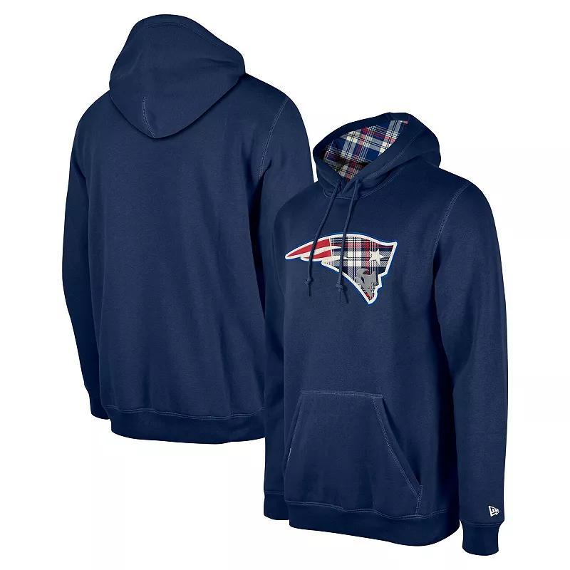 Mens New Era New England Patriots 3rd Down Plaid Pullover Hoodie Blue Product Image