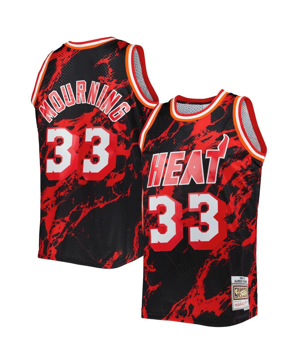 Mens Mitchell & Ness Alonzo Mourning Black Miami Heat 1996-97 Hardwood Classics Marble Swingman Jersey - Black Product Image