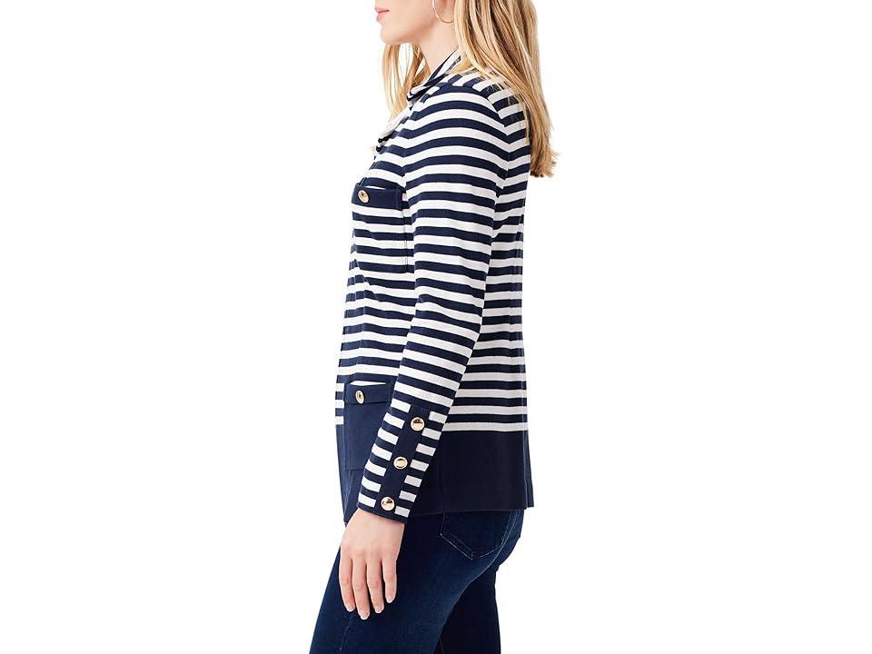 NIC+ZOE Striped City Charm Knit Blazer (Indigo Multi 1) Women's Jacket Product Image