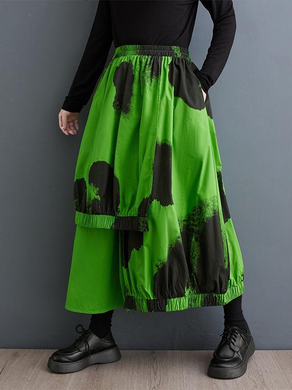 High Waisted Loose Asymmetric Elasticity Pleated Split-Joint Skirts Product Image