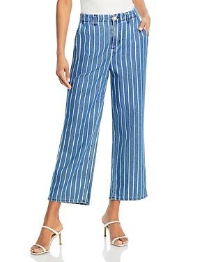 L'agence Zayne Striped High Rise Crop Jeans In Denim Stripe product image