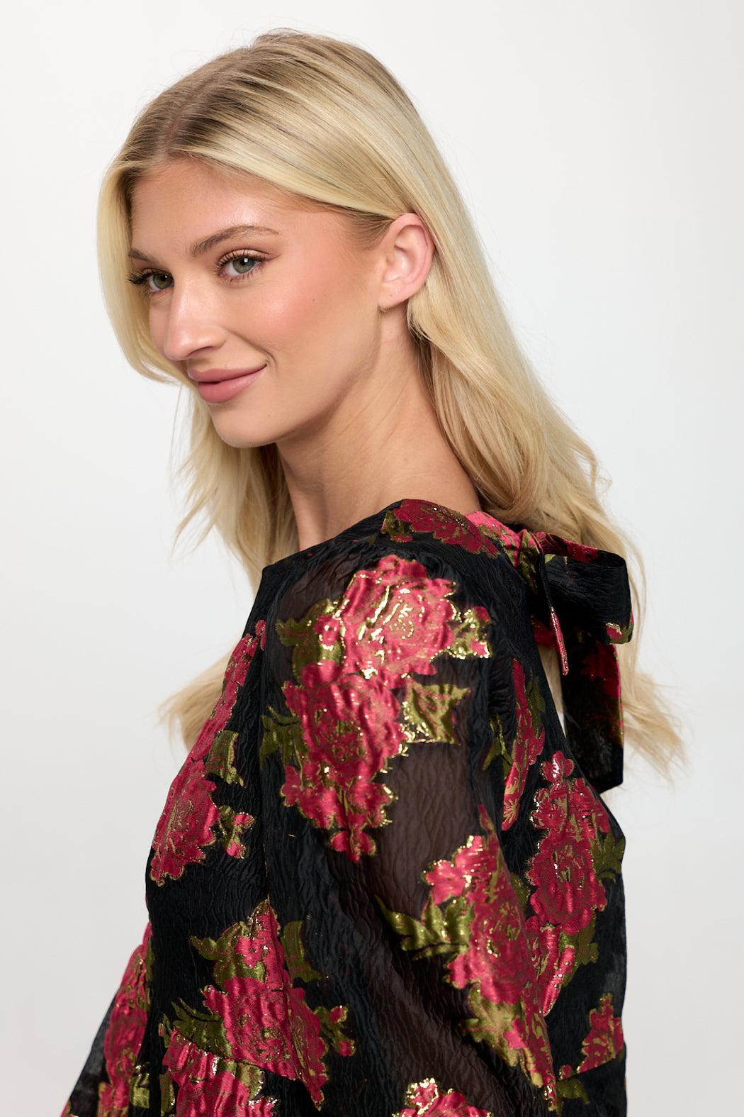 Scarlet Blossom Noir Blouse Product Image