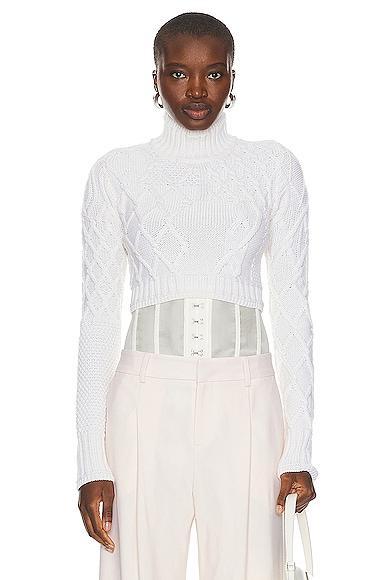 Monse Cropped Cable Sweater in Ivory Product Image