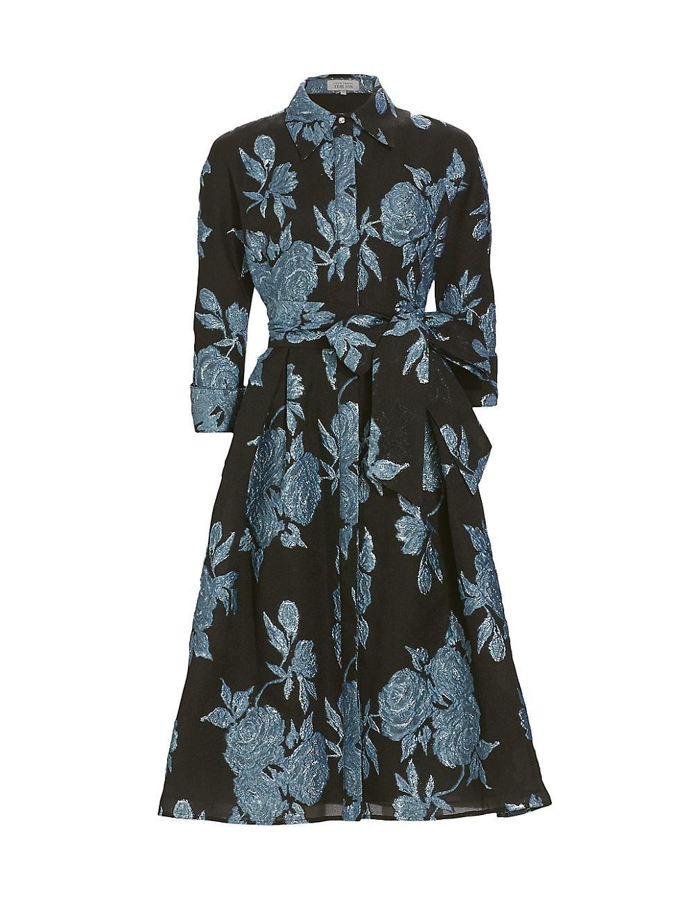 Womens Jacquard Floral-Print Shirtdress Product Image