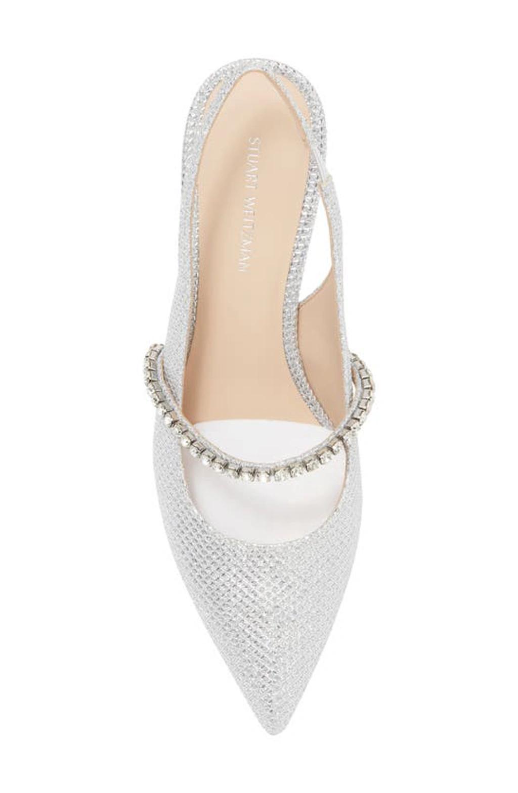 STUART WEITZMAN Crystalne 75 Slingback In Silver Product Image