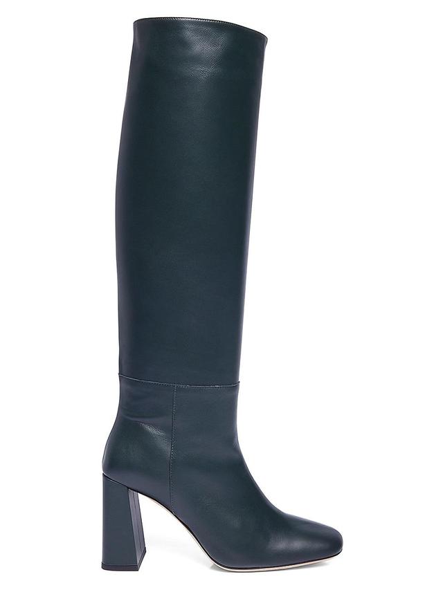 Womens Syd 95MM Leather Block-Heel Boots Product Image