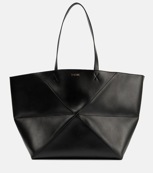 LOEWE Puzzle Fold Xl Leather Tote Bag In Black Product Image