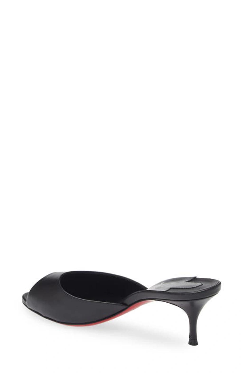 East Napa Kitten-heel Red Sole Mules In Black Product Image