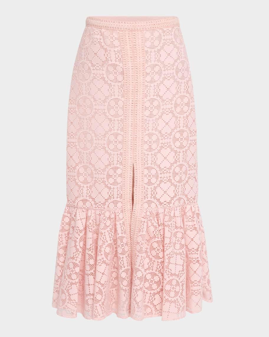 Lace Slit Ruffle Midi Skirt Product Image