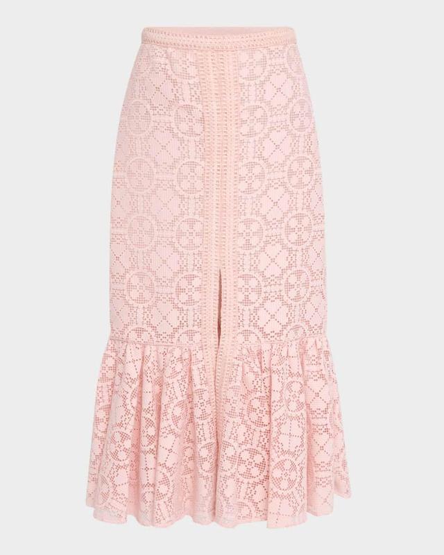 Lace Slit Ruffle Midi Skirt Product Image