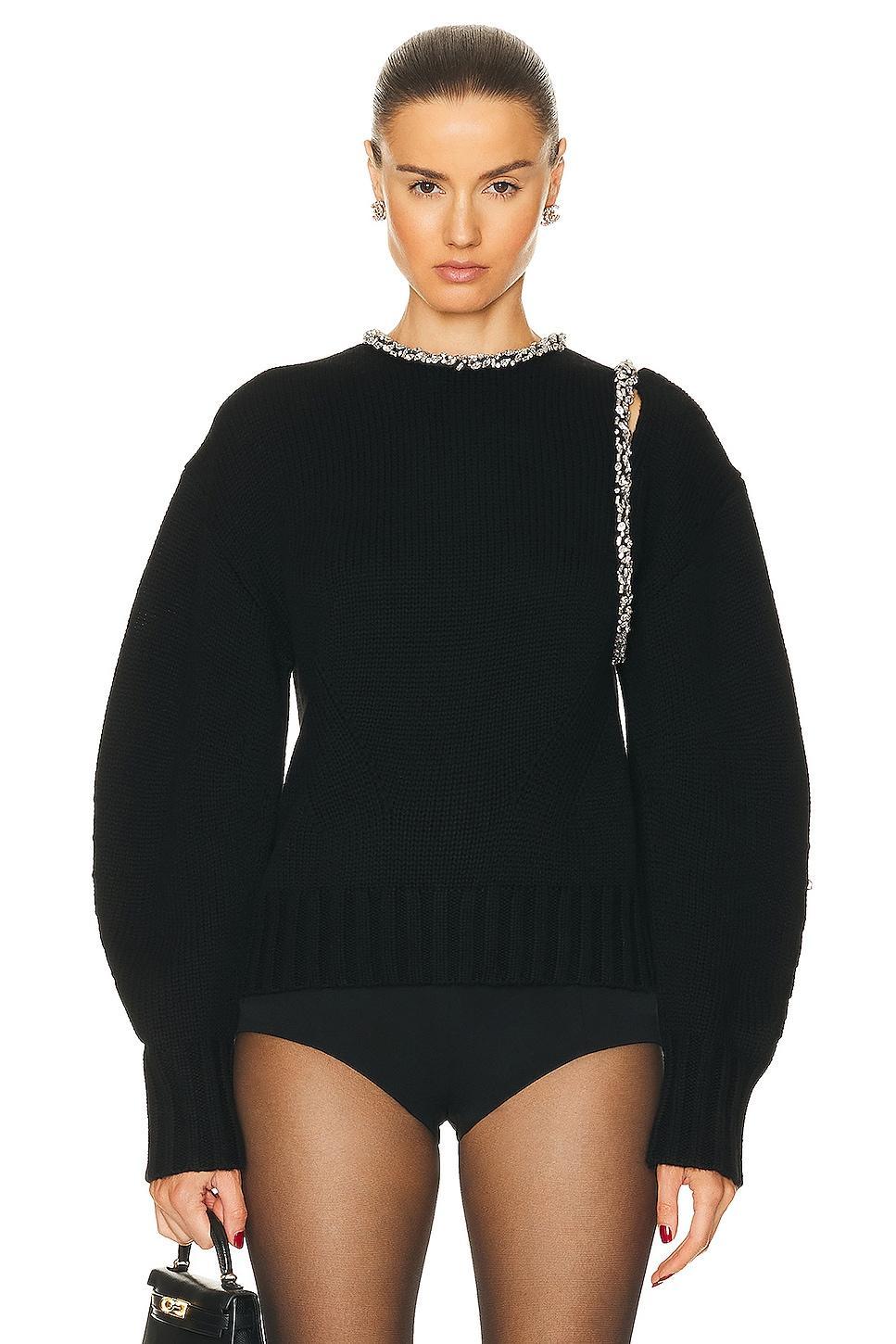 SIMKHAI Monroe Crystal Pullover Sweater in Black - Black. Size S (also in XS). Product Image