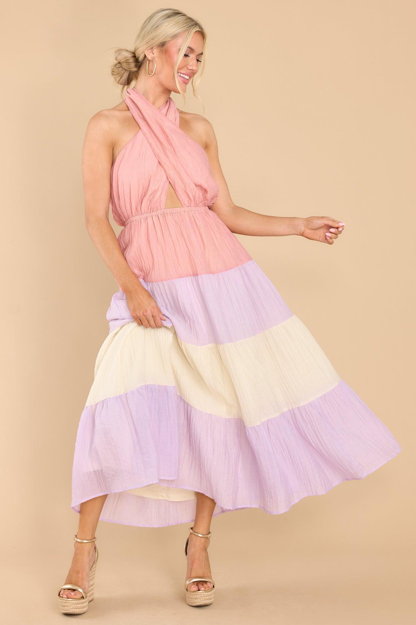 Falling Into Love Pink Multi Maxi Dress Product Image