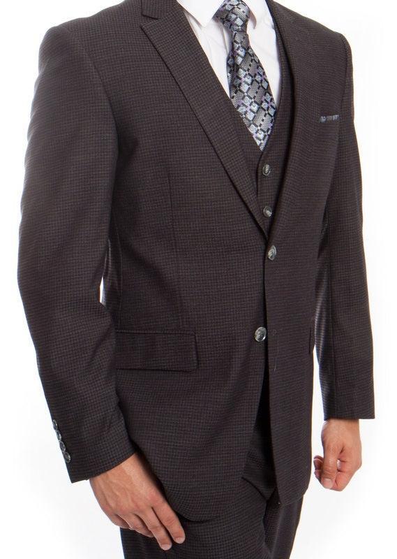 Dotted Wool Suit Modern Fit 3 Piece in Gray Product Image