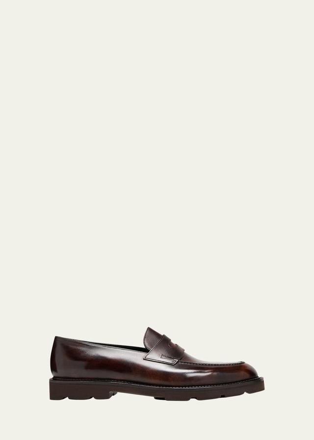 Mens Lopez Apron-Toe Leather Penny Loafers Product Image