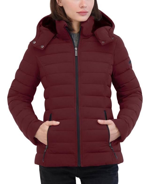 Nautica Womens Faux-Fur-Trim Hooded Packable Puffer Coat Product Image