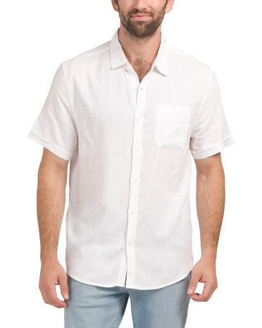 Linen And Viscose Blend Short Sleeve Solid Shirt for Men Product Image