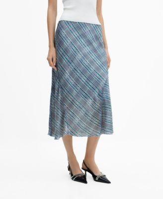 Mango Womens Midi Satin Skirt Blue Product Image