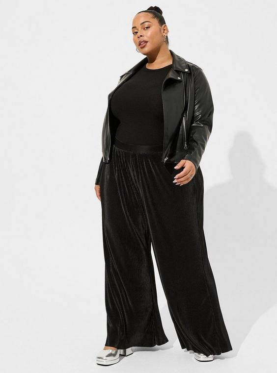 High-Rise Pull On Wide Leg Plisse Pant product image