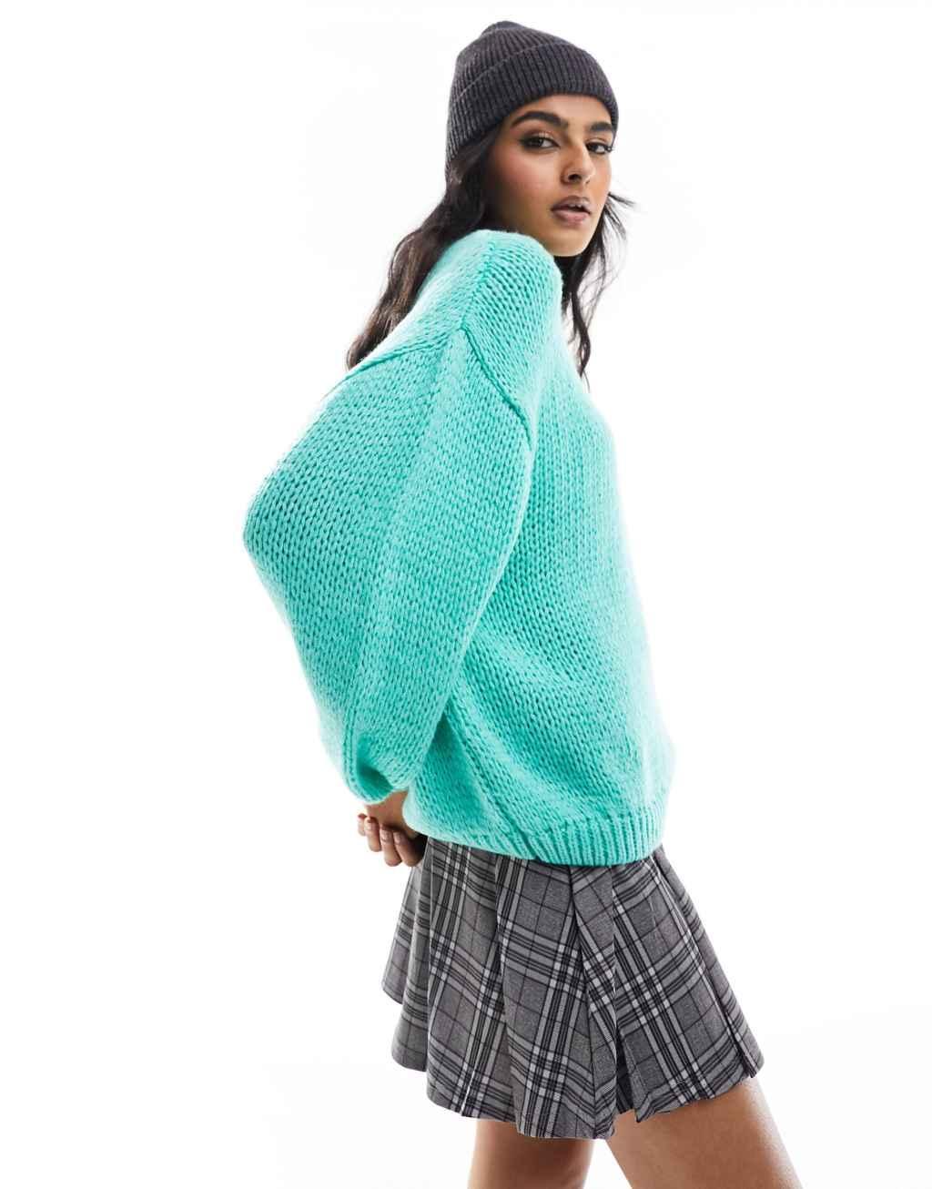 ASOS DESIGN oversized crew neck sweater with balloon sleeves Product Image