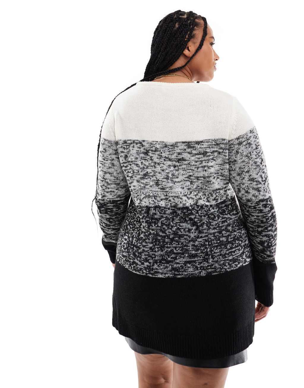 Yours color block sweater in black and white Product Image