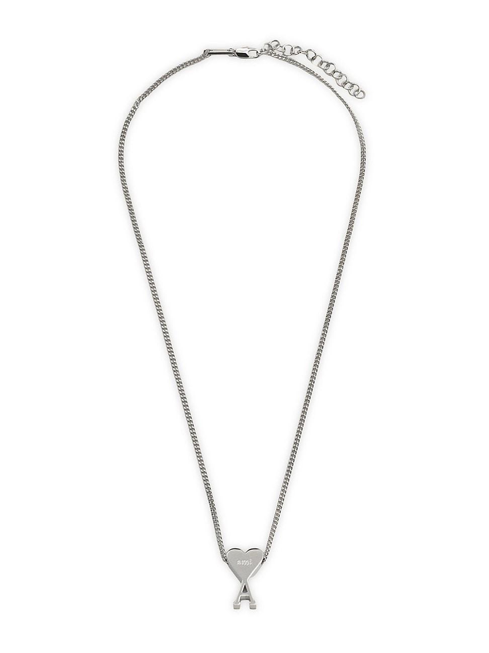 Mens Silvertone Logo Pendant Necklace Product Image