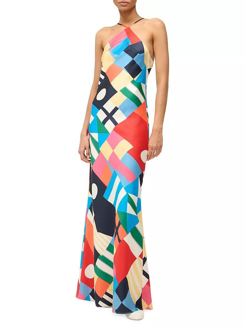 Cubism Sails Up Satin Halter Gown Product Image