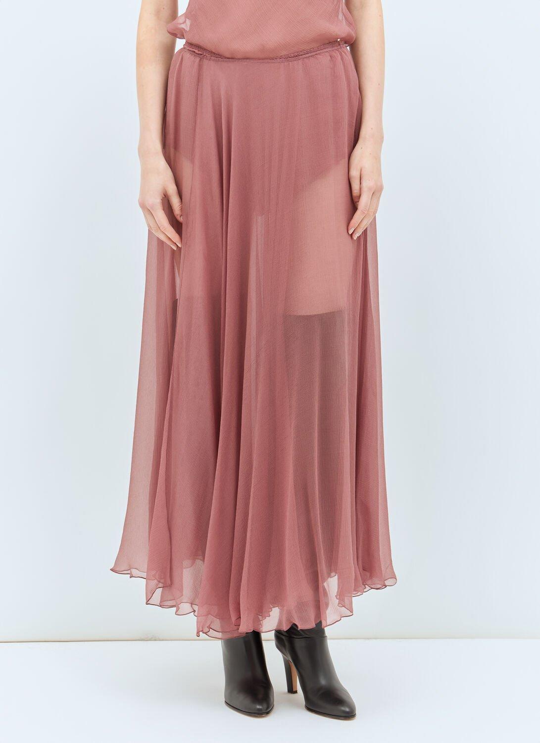 Sheer Organic Silk Midi Skirt In Pink Product Image