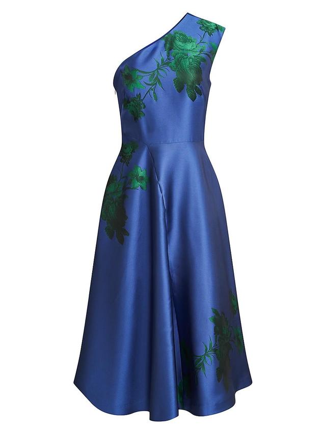 Womens Leai Floral Jacquard One-Shoulder Midi-Dress Product Image