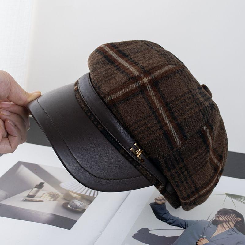 Plaid Wool Blend Newsboy Cap Product Image